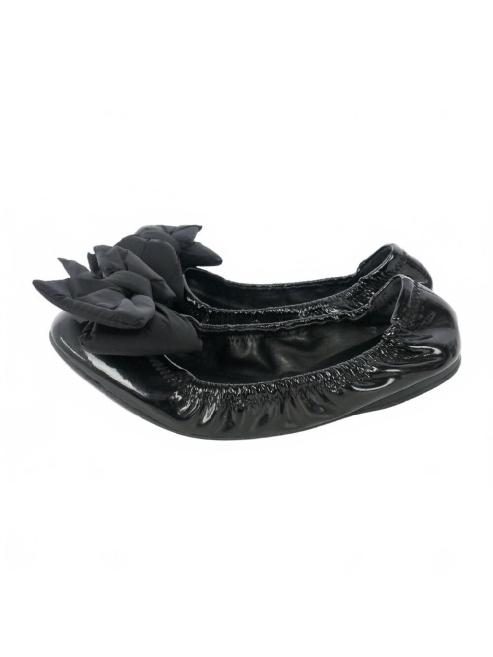 Prada Ribbon Ballet Shoes Flat Enamel 36 Black - Picture 2 of 9